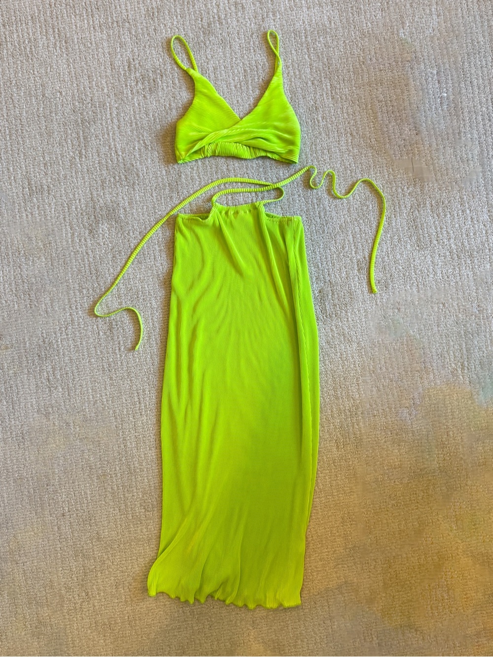 Showpo Neon Lime Midi Two-Piece Set